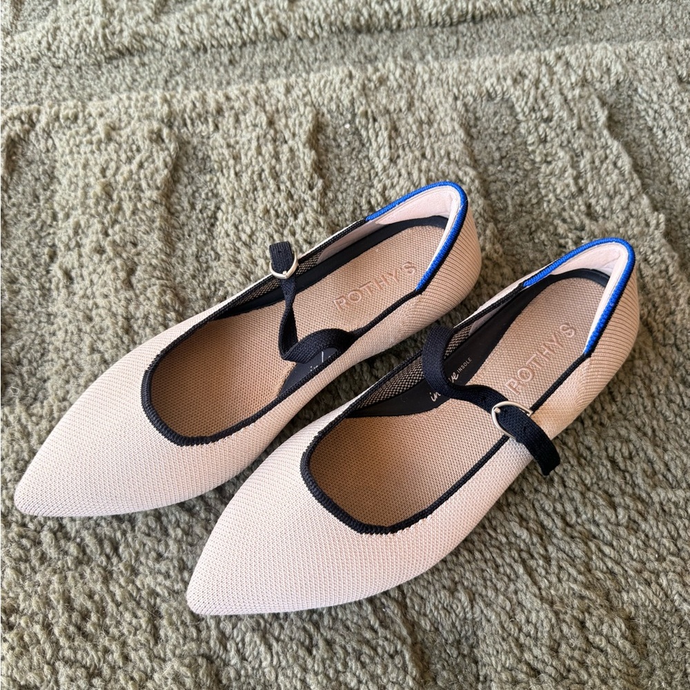 Rothy's Mary Jane Cream Flats Pointed Toe